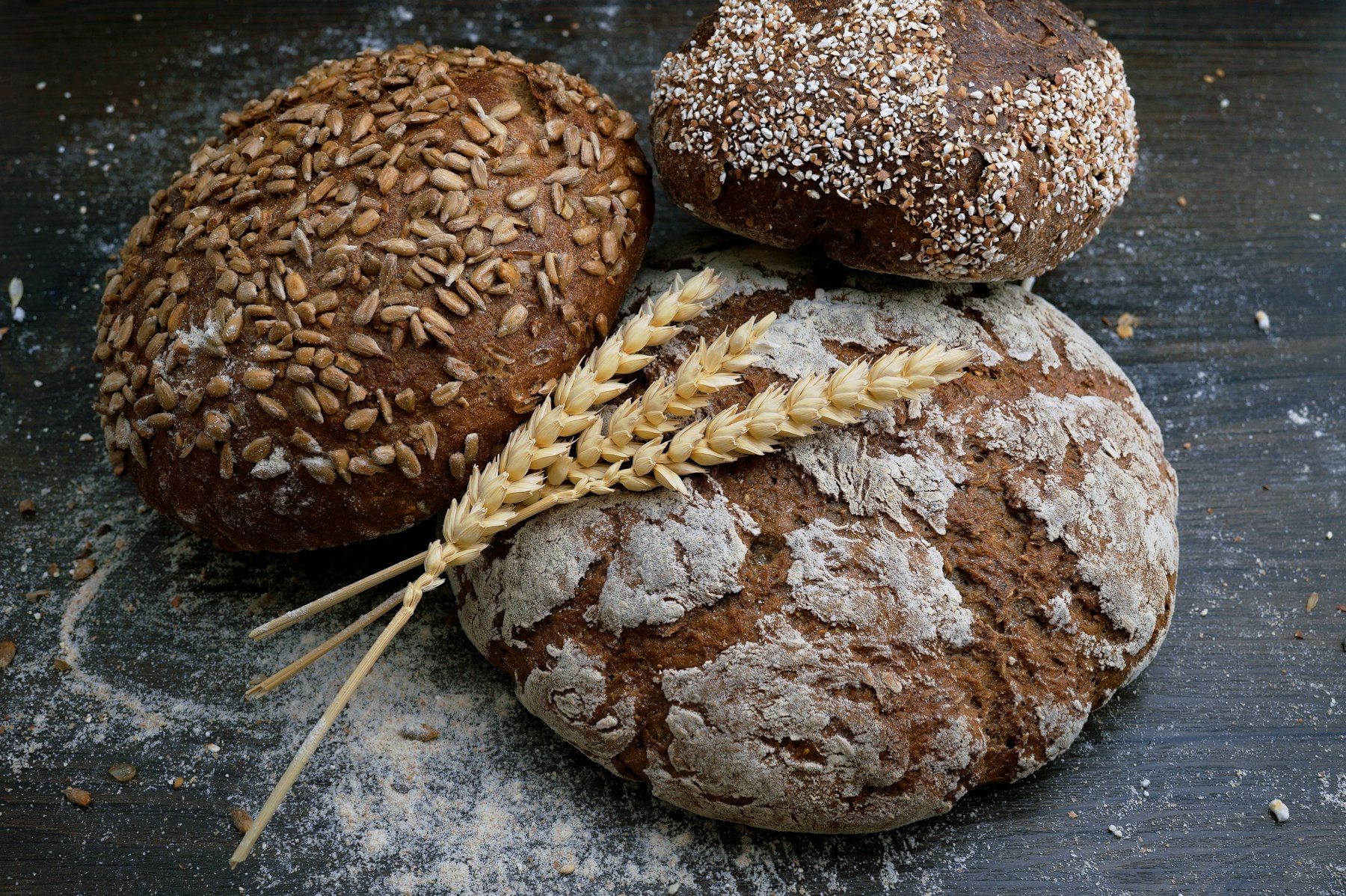 Loaves of bread in a bakery