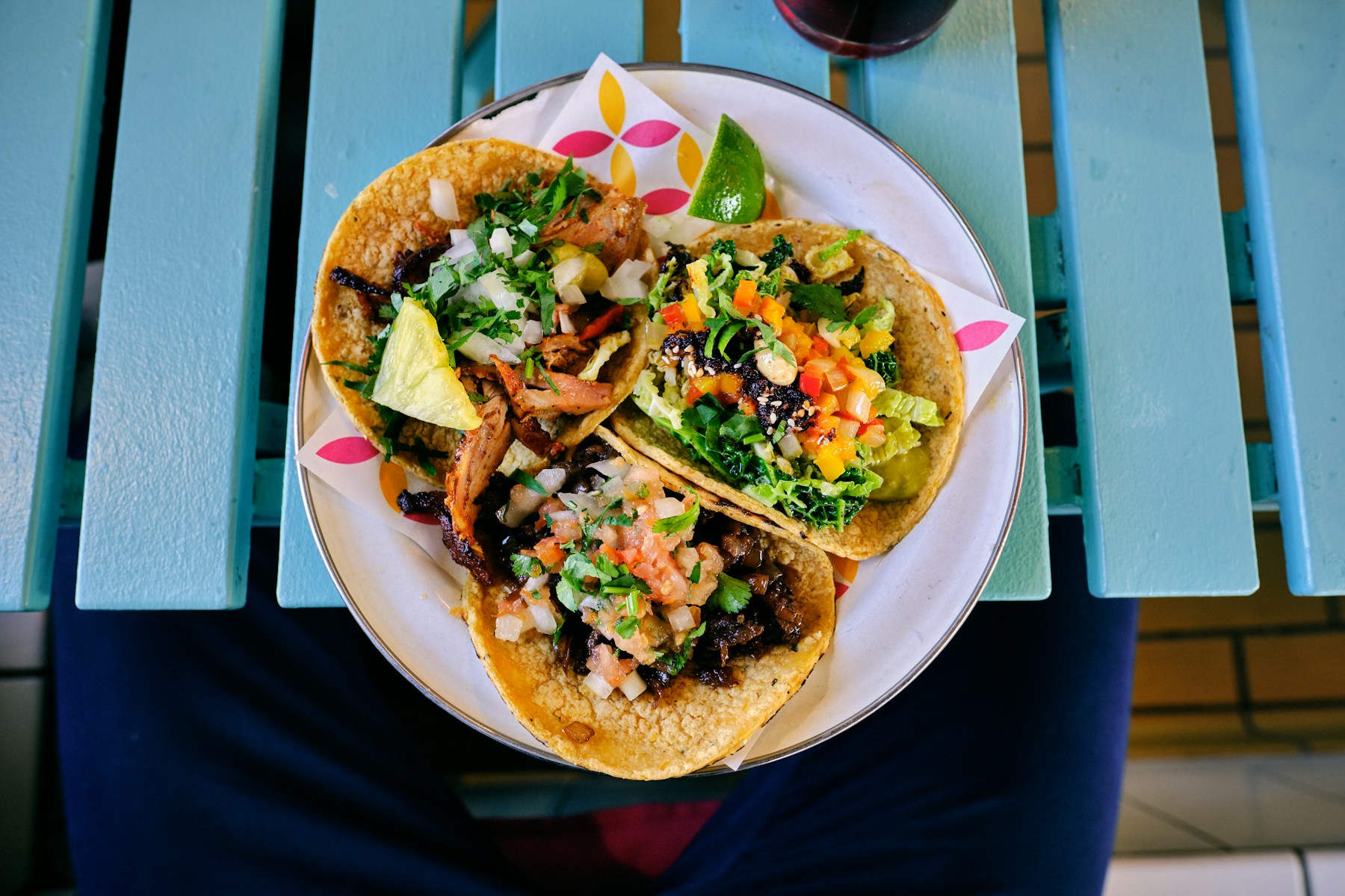 Tacos served with lime and fresh toppings